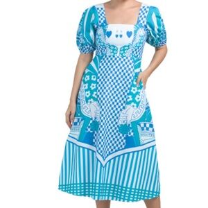 Celina Moon queen of hearts puff sleeve midi dress